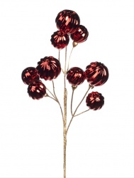 Ветка Рождественские блестящие шары, цвет красный, 50 см