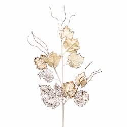 Ветка с серебристо-золотистыми листочками, 66 см