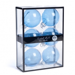  Набор прозрачных синих шаров (6 шт), 7 см