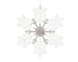 Снежинка декоративная, прозрачный/серебро, 21 см