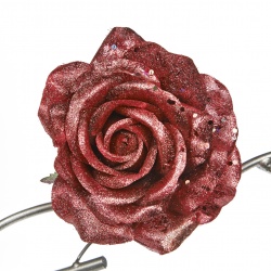 Роза на клипсе, розовый, бордо, 13 см