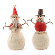Снеговики в красной шапке и шляпе коричневой, ассорти, 40см