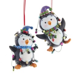 Рождественские пингвины с гирляндой 9 см ASS/2