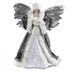 C 14306 Ангел с перьями, серый-белый-серебро 40CM